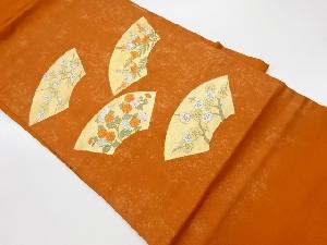 リサイクル　地紙に花々模様織出し名古屋帯